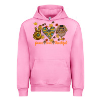 Fuchsia Pink Peace Love Thankful Urban Hoodie - CowhideDigitalArt