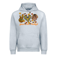 Heather Grey Peace Love Thankful Urban Hoodie - CowhideDigitalArt