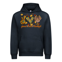 Navy Peace Love Thankful Urban Hoodie - CowhideDigitalArt