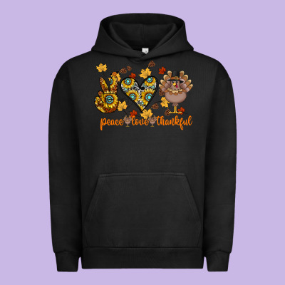 Peace Love Thankful Urban Hoodie Designed By Cowhidedigitalart