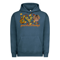 Pigment Midnight Navy Peace Love Thankful Urban Hoodie - CowhideDigitalArt