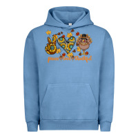 Pigment Pebble Blue Peace Love Thankful Urban Hoodie - CowhideDigitalArt
