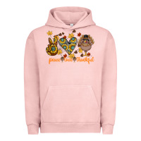 Pigment Salmon Peace Love Thankful Urban Hoodie - CowhideDigitalArt