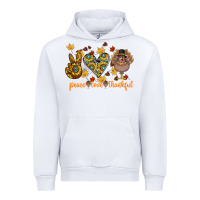 White Peace Love Thankful Urban Hoodie - CowhideDigitalArt