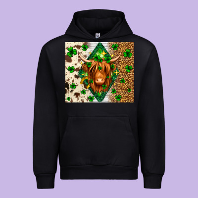 St. Patrick's Day Highland Cow Urban Hoodie Designed By Neo Western