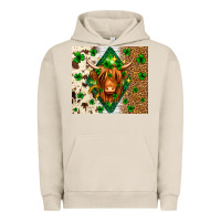 Pigment French Oak St. Patrick's Day Highland cow Urban Hoodie - Neo Western
