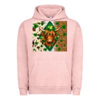Pigment Salmon St. Patrick's Day Highland cow Urban Hoodie - Neo Western