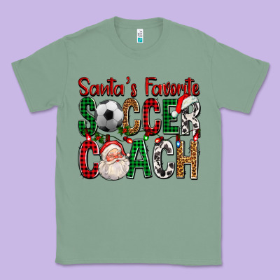 Santa's Favorite Soccer Coach For Christmas Classic Tee Designed By Fadigitalartstudio