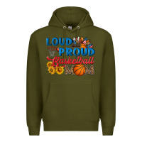 Army Green loud and proud basketball mom Premium Hoodie - HRA Design Shop