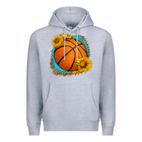 Heather Grey western basketball with sunflower Premium Hoodie - HRA Design Shop