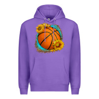 Purple western basketball with sunflower Premium Hoodie - HRA Design Shop