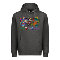 Charcoal Heather peace love autism Premium Hoodie - SublimationCraftShop