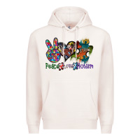 Pale Pink peace love autism Premium Hoodie - SublimationCraftShop