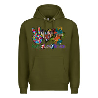 Army Green peace love autism Premium Hoodie - SublimationCraftShop