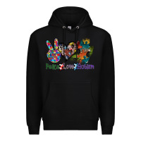 Black peace love autism Premium Hoodie - SublimationCraftShop