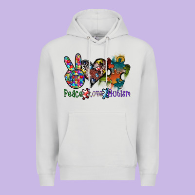 Peace Love Autism Premium Hoodie Designed By Sublimationcraftshop