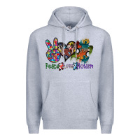 Heather Grey peace love autism Premium Hoodie - SublimationCraftShop