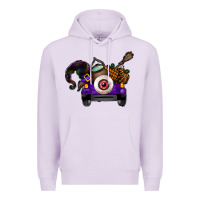 Lilac Halloween Truck Premium Hoodie - CowhideDigitalArt