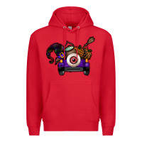 Red Halloween Truck Premium Hoodie - CowhideDigitalArt
