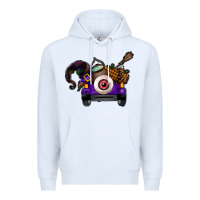 White Halloween Truck Premium Hoodie - CowhideDigitalArt