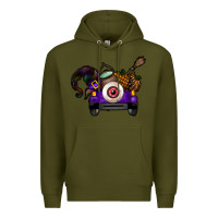 Army Green Halloween Truck Premium Hoodie - CowhideDigitalArt