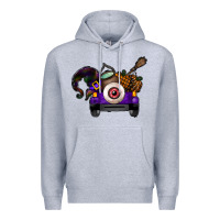Heather Grey Halloween Truck Premium Hoodie - CowhideDigitalArt