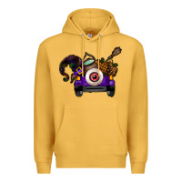 Mustard Halloween Truck Premium Hoodie - CowhideDigitalArt