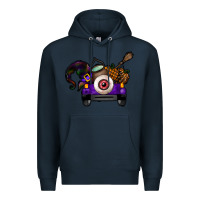 Navy Halloween Truck Premium Hoodie - CowhideDigitalArt