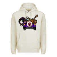 Oatmeal Heather Halloween Truck Premium Hoodie - CowhideDigitalArt