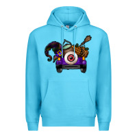 Ocean Blue Halloween Truck Premium Hoodie - CowhideDigitalArt
