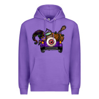 Purple Halloween Truck Premium Hoodie - CowhideDigitalArt