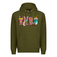 Army Green Easter coffee drinks Easter Day Premium Hoodie - Neo Western