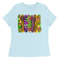 Baby Blue mardi gras sunflower fleur de lis leopard cowhide brushstrokes Ladies Tee - Artiststas