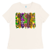 Bone mardi gras sunflower fleur de lis leopard cowhide brushstrokes Ladies Tee - Artiststas