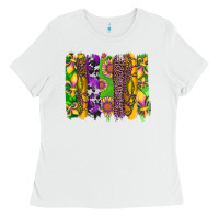 White mardi gras sunflower fleur de lis leopard cowhide brushstrokes Ladies Tee - Artiststas