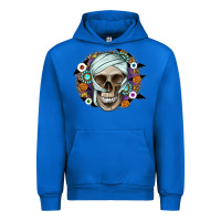 Cobalt Halloween Skeleton Urban Hoodie - CowhideDigitalArt