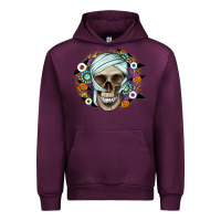 Mauve Wine Halloween Skeleton Urban Hoodie - CowhideDigitalArt