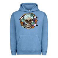 Pigment Pebble Blue Halloween Skeleton Urban Hoodie - CowhideDigitalArt