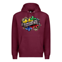 Burgundy austism Premium Hoodie - SublimationCraftShop