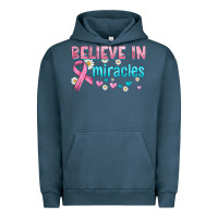 Pigment Midnight Navy believe in miracles with ribbon Urban Hoodie - HRA Design Shop
