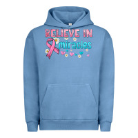 Pigment Pebble Blue believe in miracles with ribbon Urban Hoodie - HRA Design Shop
