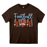 Chocolate Brown Football Mom Heavy Core Tee - CowhideDigitalArt