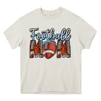 Cream Football Mom Heavy Core Tee - CowhideDigitalArt