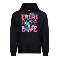 Black faith hope love  cross and ribbon Urban Hoodie - HRA Design Shop