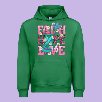 Faith Hope Love  Cross And Ribbon Urban Hoodie Designed By Hra Design Shop