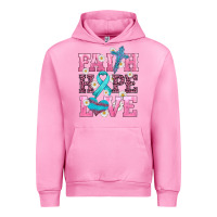 Fuchsia Pink faith hope love  cross and ribbon Urban Hoodie - HRA Design Shop