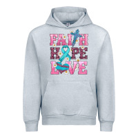 Heather Grey faith hope love  cross and ribbon Urban Hoodie - HRA Design Shop