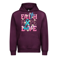 Mauve Wine faith hope love  cross and ribbon Urban Hoodie - HRA Design Shop