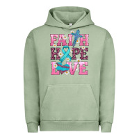Pigment Oil Green faith hope love  cross and ribbon Urban Hoodie - HRA Design Shop