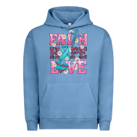 Pigment Pebble Blue faith hope love  cross and ribbon Urban Hoodie - HRA Design Shop